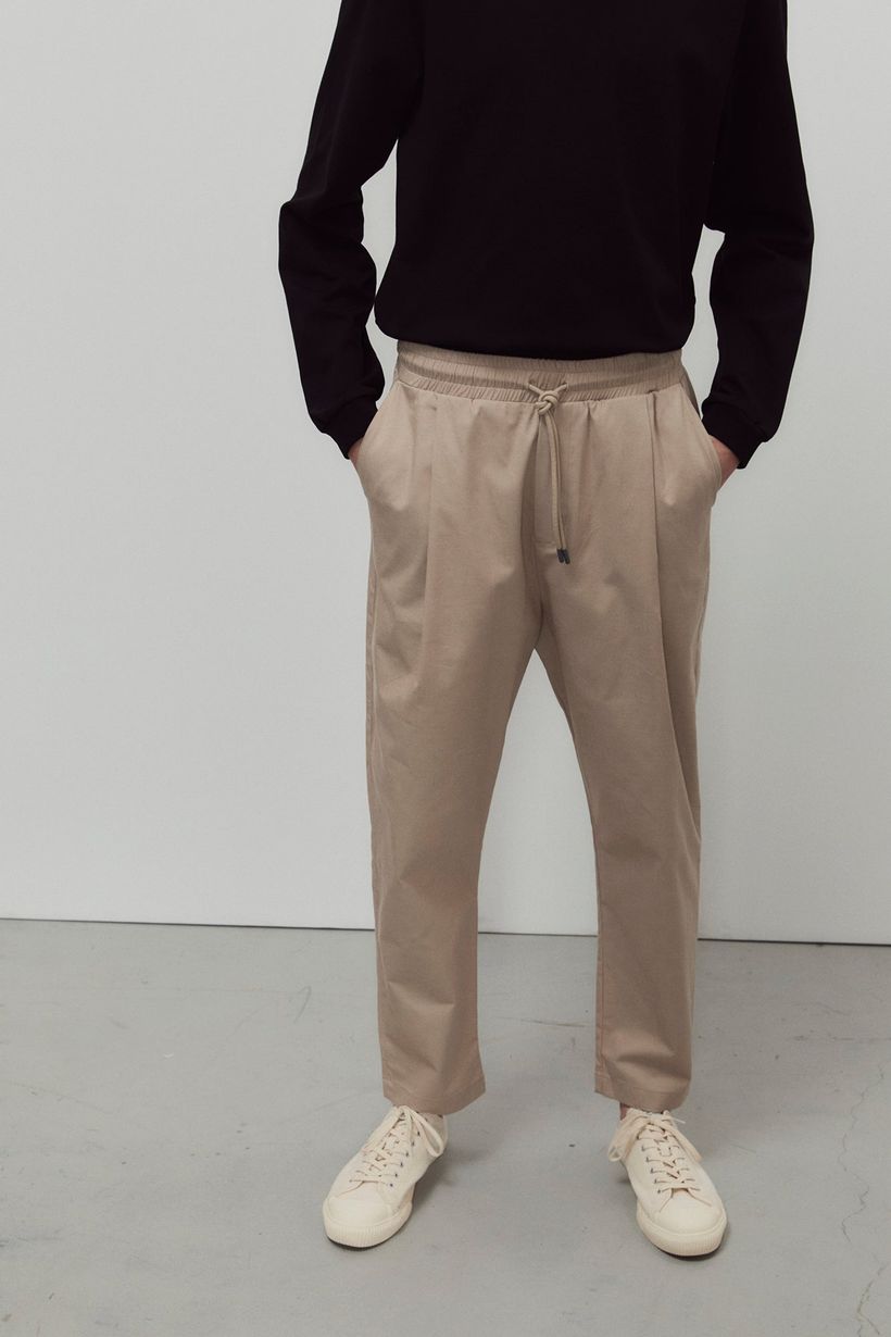 Pantalon droit en coton bio | taupe "smart pants cotton" - Unfeigned