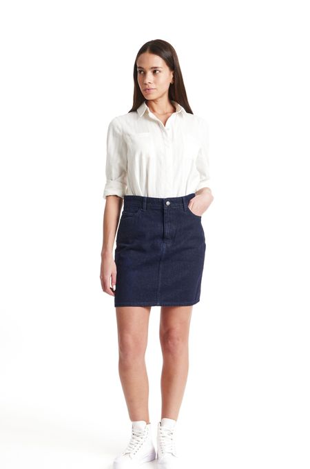 Jupe en jean bleu foncé en coton bio - catrina