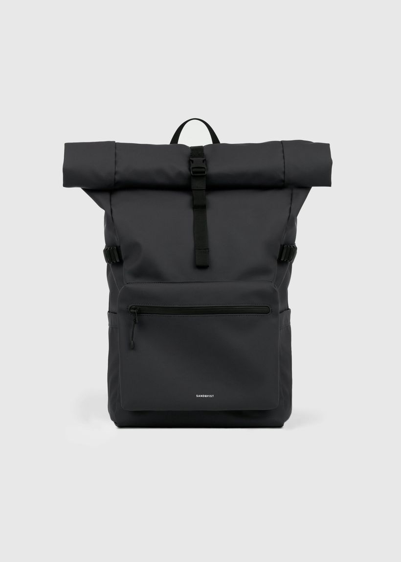 Sac à dos 34l en matière recyclée | noir "stream rolltop backpack l - black" - Sandqvist