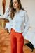 Veste en jean bleu clair colorblock en coton bio - velitaa patched blue white