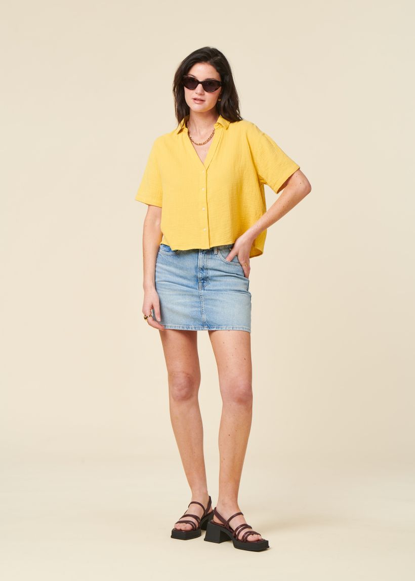 Jupe en coton biologique recyclé | bleu "aacumeri - andromedar" - Armedangels