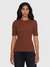 T-shirt côtelé en coton bio | marron "rib t-shirt tiramisu" - Knowledge Cotton Apparel