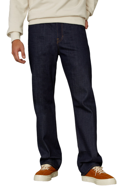 Jean droit en coton bio | bleu indigo "roy selvage clean easy fade indigo dry"