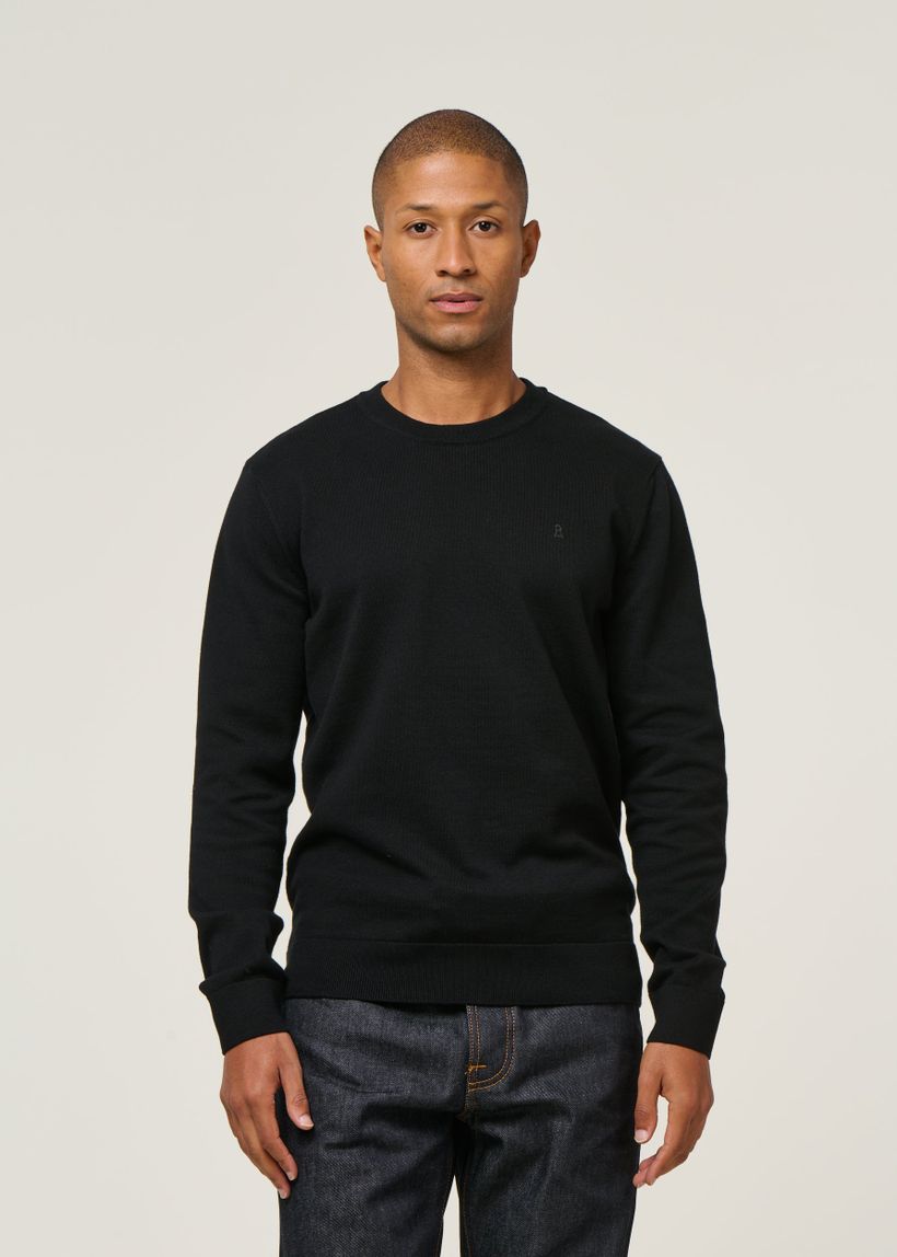 Pull en coton biologique | noir "loukaa knit sweater - black" - Armedangels
