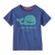 T-shirt imprimé bleu en coton bio - live simply whale float blue