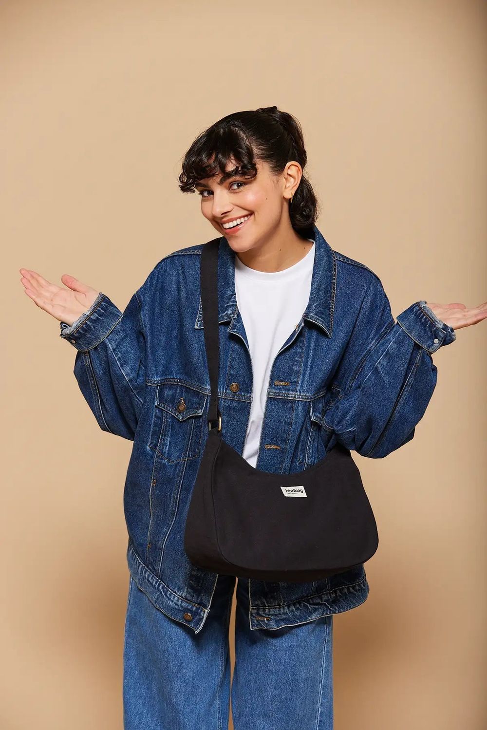 Sac baguette en coton bio noir 