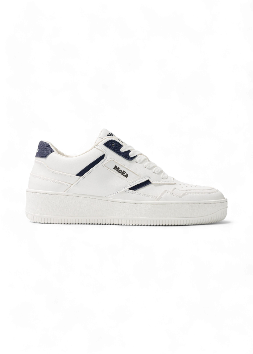 Baskets vegan en matière végétale | bleu "gen 1 mushroom white & navy" - Moea