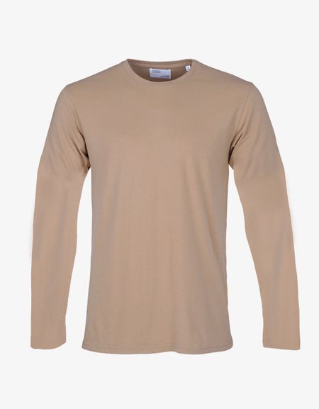 T-shirt manches longues beige en coton bio - desert khaki