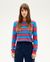 Pull en laine mérinos et matière recyclée | rayé bleu "blue stripes zoe knitted sweater" - Thinking Mu