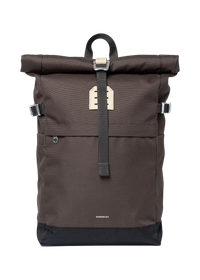 Sac à dos 23l en matière recyclée | marron "icon rolltop backpack m - brown with natural leather"