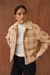 Veste polaire en matière recyclée | carreaux beige "hoben - mustard check" - Twothirds