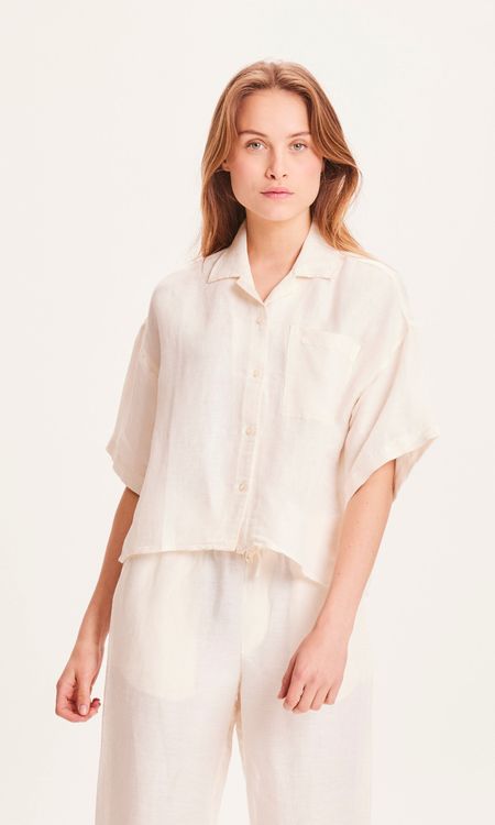 Chemise écrue en lin bio et tencel - juniper loose buttercream