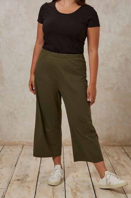 Pantalon large 3/4 khaki en coton bio - chandre