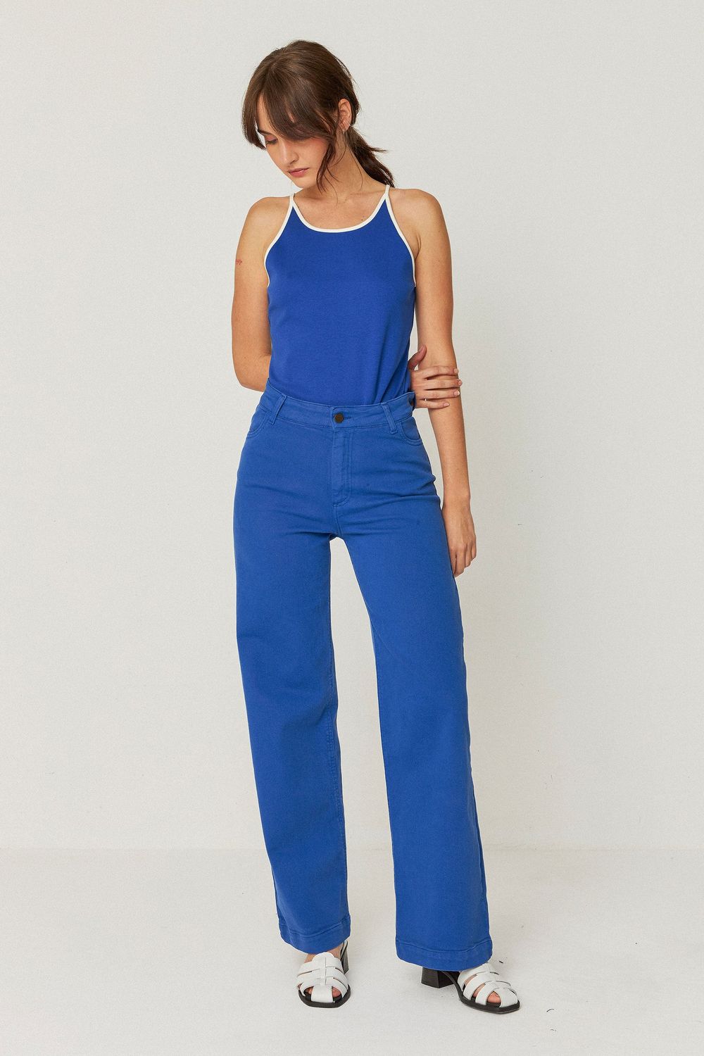 Pantalon droit en coton bio | bleu &quot;ainhize trouser - indigo blue&quot; SKFK