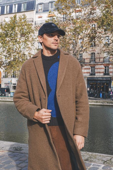 Manteau long en laine et coton bio | camel "wool formal overcoat walnut"