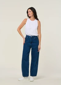 Jean ballon en coton recyclé et bio | bleu "leila - alex dark worn"