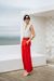 Pantalon évasé en coton bio fiery red karina pants - red