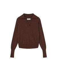 Pull col v en laine recyclée | marron "brown trash sheena knitted sweater"