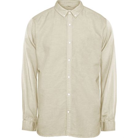 Chemise unie crème en coton bio et lin