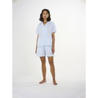 Ensemble de pyjama short bleu en coton bio gaufré - pyjama set short blue fog