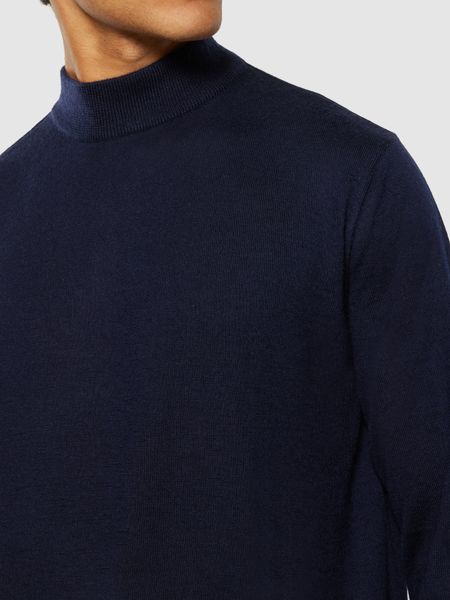 Pull col montant en laine mérinos | marine "merino mock neck total eclipse" - Knowledge Cotton Apparel