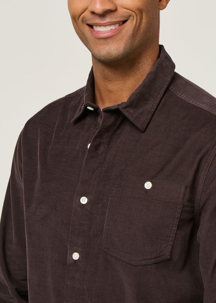 Chemise en velours côtelé | marron "corduroy shirt - chocolate torte" - Knowledge Cotton Apparel