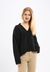 Pull ample col v noir en laine mérinos bio - neck long sleeved merino black jet