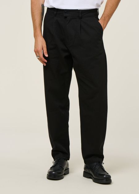 Pantalon large en coton bio | noir "wotan black" - Thinking Mu