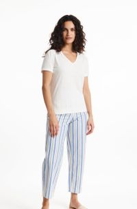 T-shirt col v blanc en coton bio - alli slub tee eco white