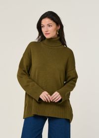 Pull col roulé en coton bio | vert "mua - woody olive"