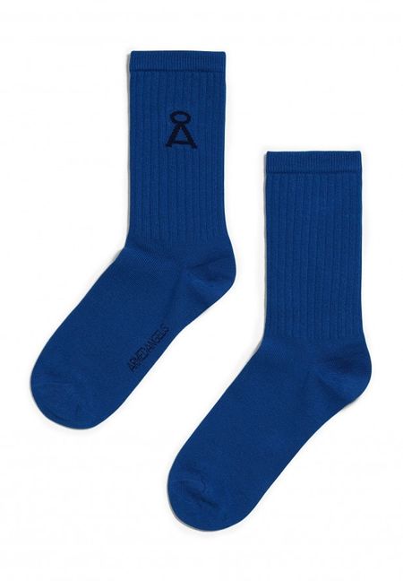 Chaussettes bleues en coton bio et matière recyclé - saamu ultramarine