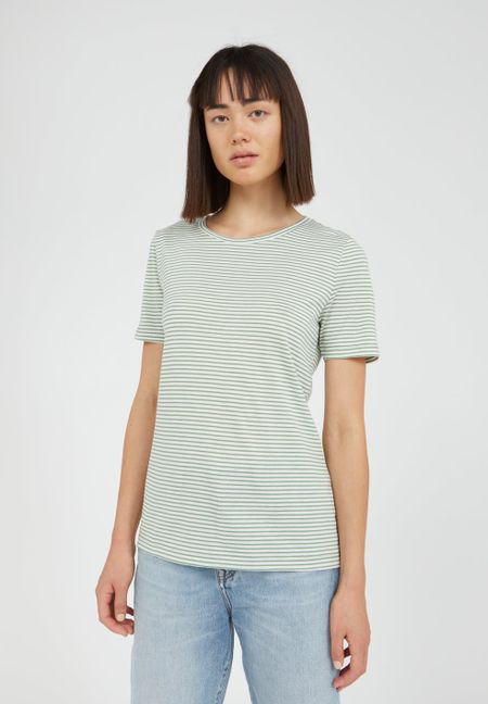 T-shirt à rayures vertes en tencel et coton bio - lidaa small stripes