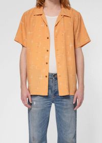 Chemisette en tencel | ocre "arvid 50s hawaii shirt ochre"