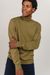 Pull col roulé vert olive en coton bio - glaan solid oliva