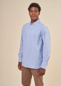 Chemise avec logo en coton bio | bleu clair "costom tailored oxford shirt lapis blue"