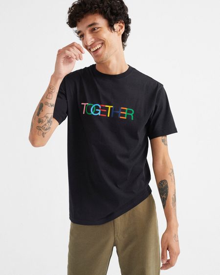 T-shirt imprimé noir en coton bio - together