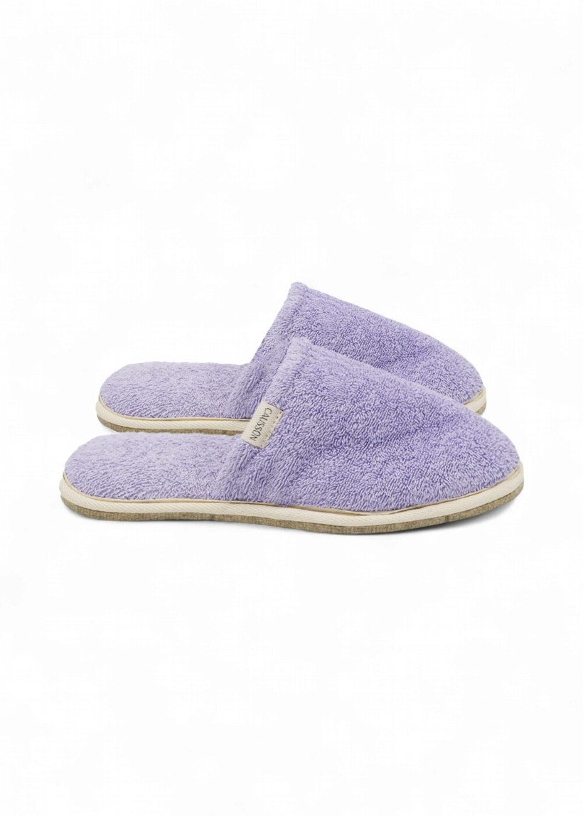 Chaussons en éponge et laine recyclée | violet "simone éponge lilas" - Caussun