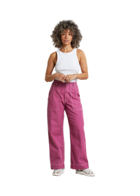 Pantalon cargo en coton bio | rose "workwear pants vara canvas violet purple red"