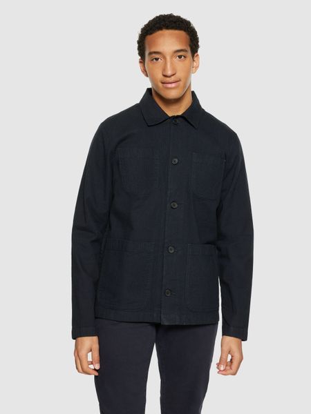 Surchemise en sergé de coton bio | bleu "flannel herringbone overshirt night sky"