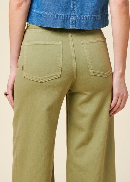 Jean ample fluide en coton bio et tencel | vert "sara high loose flow - olive" - Mud Jeans