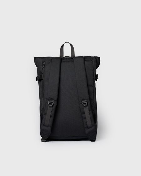Sac à dos 23l en matière recyclée | noir "icon rolltop backpack m - black/ black with black leather" - Sandqvist