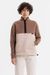 Sweat bicolore col zippé en coton bio - divided half zip sweatshirt-oatmeal/chestnut