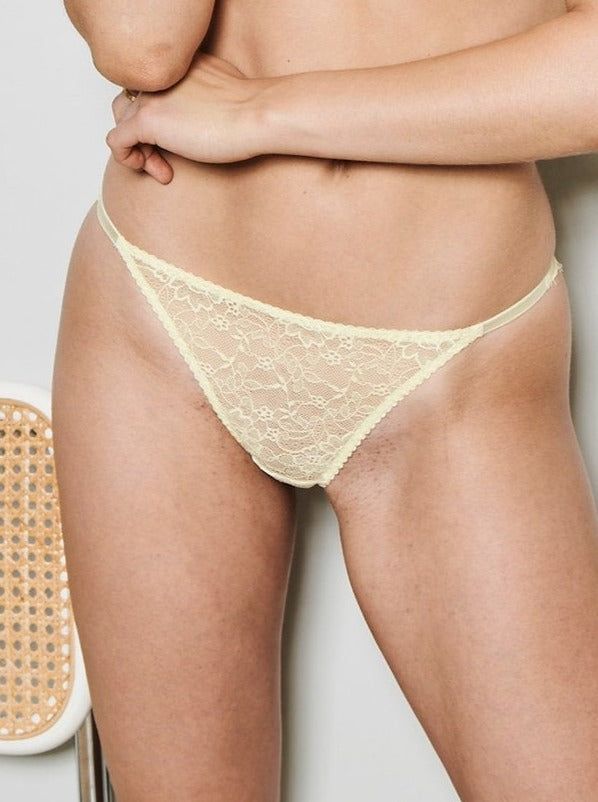 Culotte en dentelle jaune en polyamide recyclé amy Yellow femme
