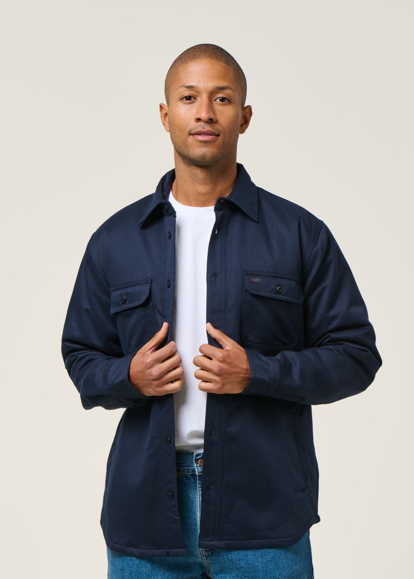 Veste en coton bio | marine "glenn padded shirt navy" - Nudie Jeans