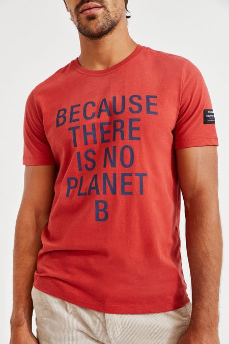 T-shirt orange imprimé gris en coton bio - natal classic because