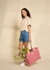 Sac cabas en jute et coton bio | rose "claude - vichy rose" - Hindbag