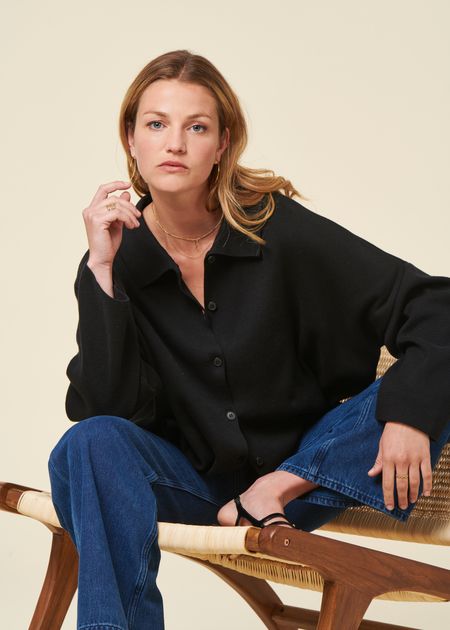 Gilet en coton bio | noir "anjo - black"