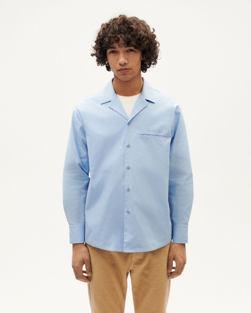 Chemise en coton bio | bleu "sky nascar shirt blue" - Thinking Mu