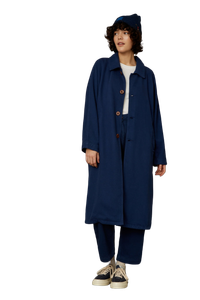 Manteau long marine en coton bio - cosima worker blue