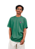 T-shirt turquoise imprimé en coton bio - heart t-shirt morera green - Brava Fabrics